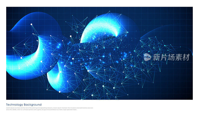 Connections digital technology background with lines mesh stock illustration
